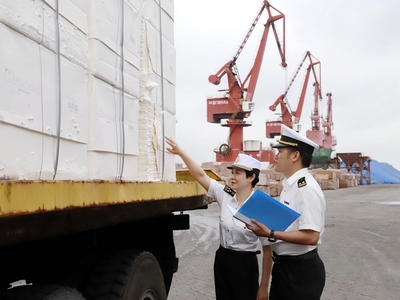 廈門海關東渡海關高效監管進口紙漿裝卸，保障供應鏈暢通
